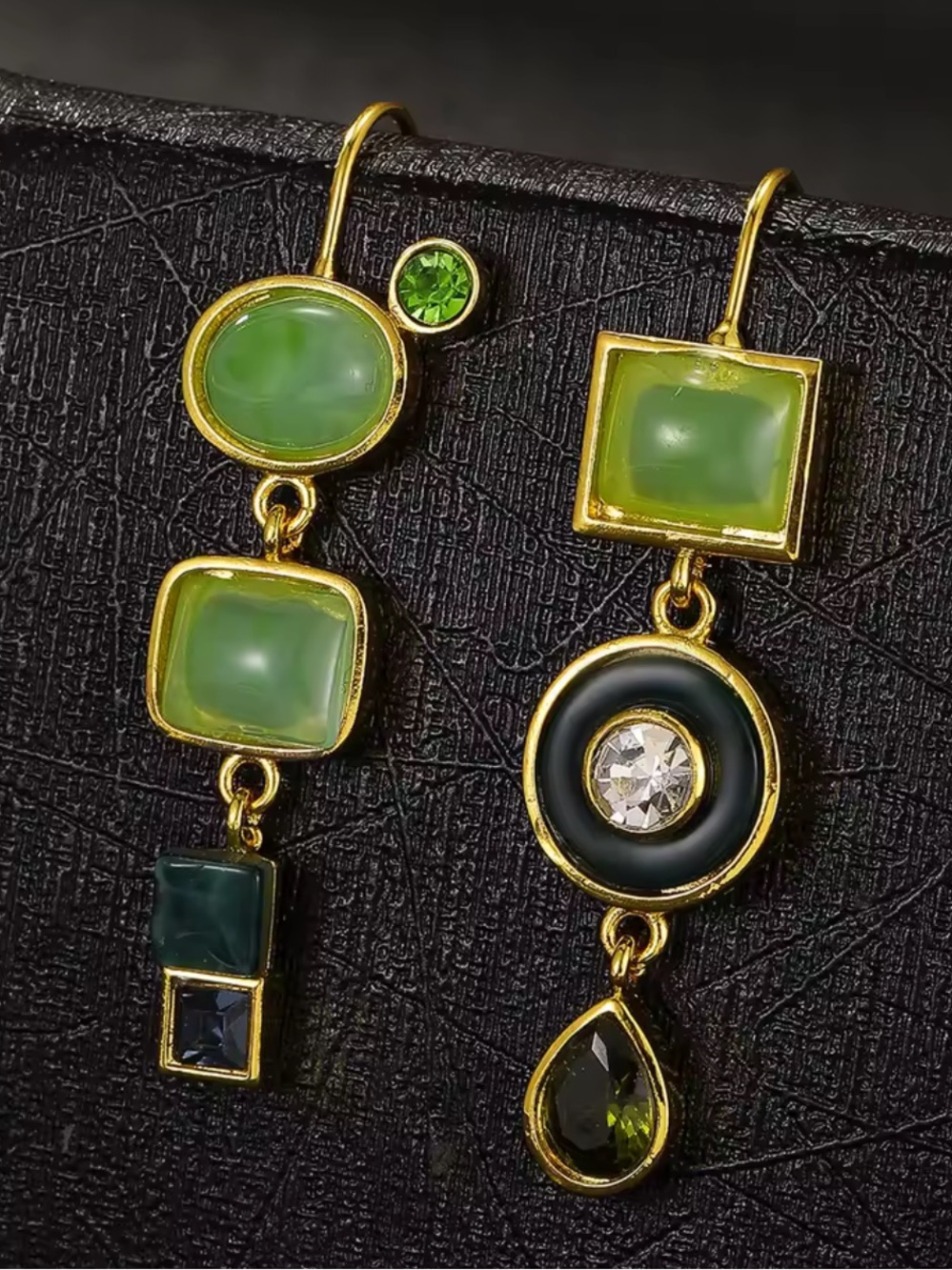 Vintage Green Gemstone Drop Earrings